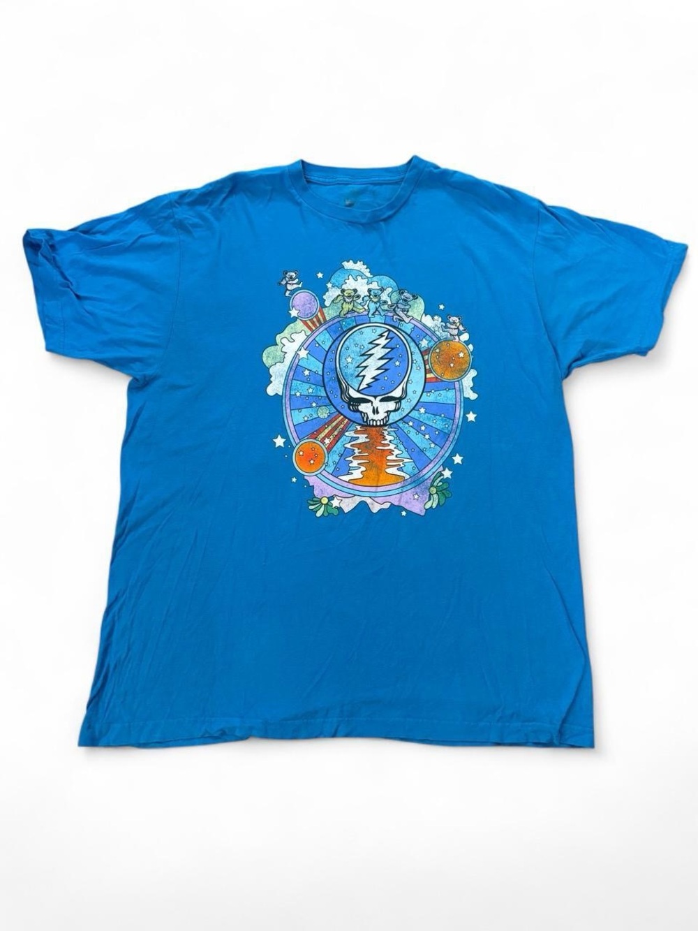 Grateful Dead Steal Your Face Dancing Bears Graphic T-Shirt Blue Size XL